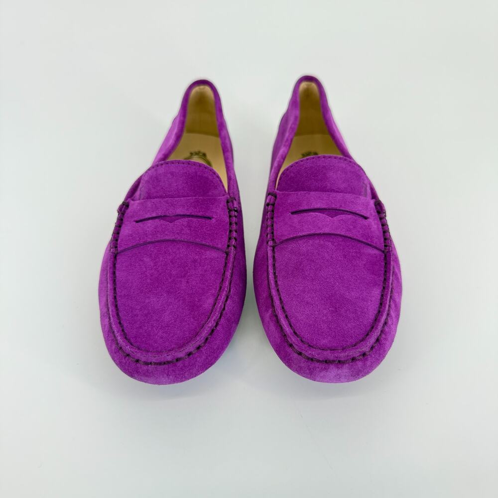 Tod’s Gommini Purple Suede Loafers Size 7.5 EU 38 Womens Driving Flats Italy New - Picture 4 of 9